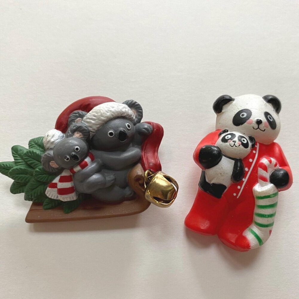 Panda and Koala Brooches Collectible Cute Christmas Fashion Accessory